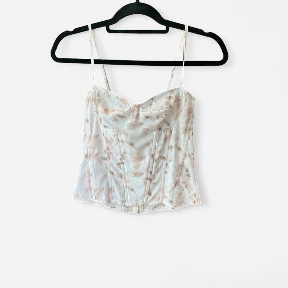 Prettylittlething Pink Tie Dye Structured Corset‎ Top